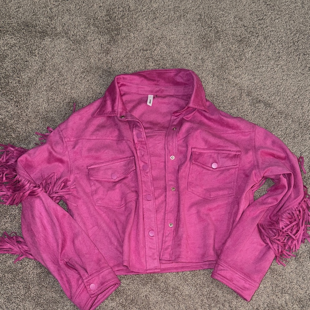glam Hot Pink Fringe Jacket